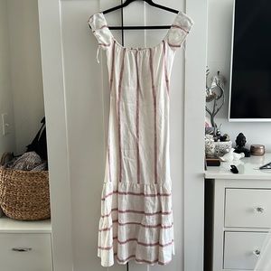 Cap sleeve linen Reformation midi dress